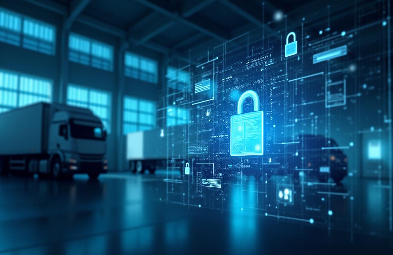 Digital contract and legal documentation overlaying a logistics workflow
