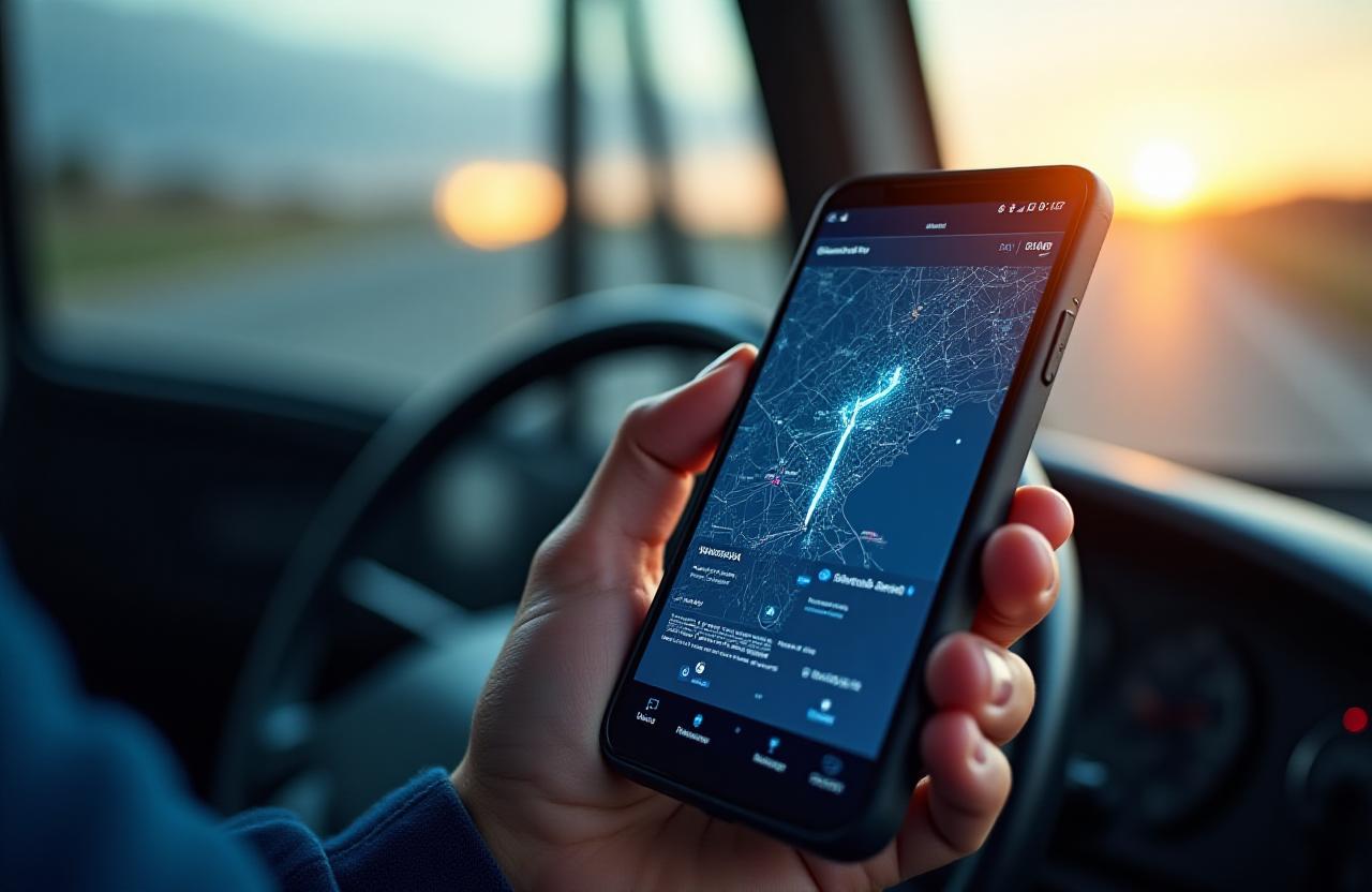 Modern driver mobile application interface showing route matching